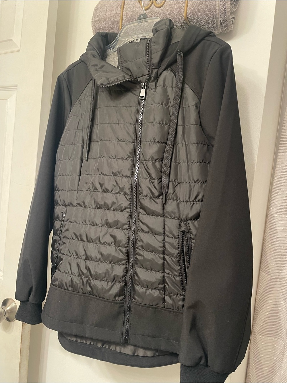 Sebby Black Quilted Hooded Jacket XL Juniors